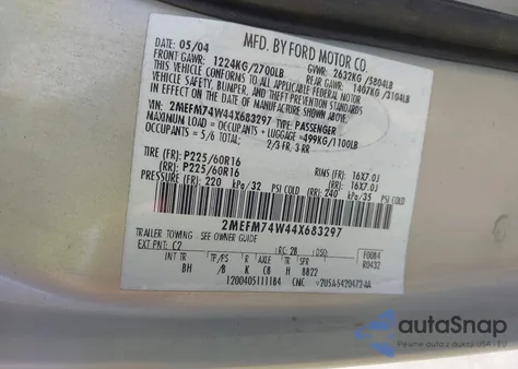 2004 Mercury Grand Marquis Gs z USA, uszkodzony, nr VIN 2MEFM74W44X683297